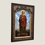 Подарочная икона резная из дерева Святой Целитель Пантелеймон — фотография 2
