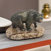 На память: Статуэтка «Медведь таежный» из бронзы с мрамором — фотография 1