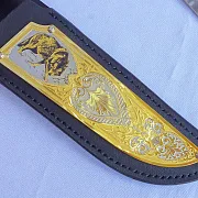 Дамасский нож «Волк на охоте» №8 — оригинальный подарок — фотография 3