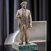 Подарочная статуэтка «В.И. Ленин. Большой» из бронзы на змеевике — фотография 1