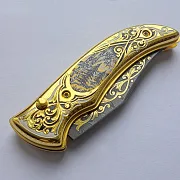 Дамасский складной нож «Медведь» №2 — оригинальный подарок — фотография 2