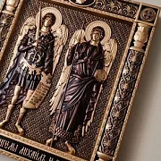 Резная Икона Архангелы Михаил и Гавриил — оригинальный подарок — фотография 2