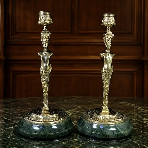 Декоративные подсвечники «Греческие» из нефрита — оригинальный подарок