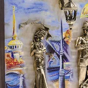 На память: Бронзовая картина «Пара. Набережная. Мост» — фотография 6