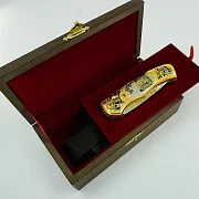 Подарочный дамасский складной нож «Медведь» №3 — фотография 2
