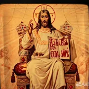 Авторская икона "Вседержитель на троне" — красивый подарок — фотография 4
