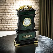 Каминные часы «Тигры» из малахита и долерита — красивый подарок — фотография 1
