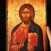 На память: Икона "Христос Вседержитель" дерево, ручная работа — фотография 1