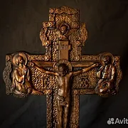 Крест резной с распятием. На подставке. Орех — красивый подарок — фотография 4