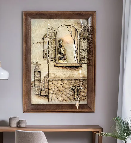 Бронзовая картина «Серенада. Девушка» с подсветкой — оригинальный подарок