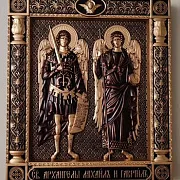 Резная Икона Архангелы Михаил и Гавриил — оригинальный подарок — фотография 4